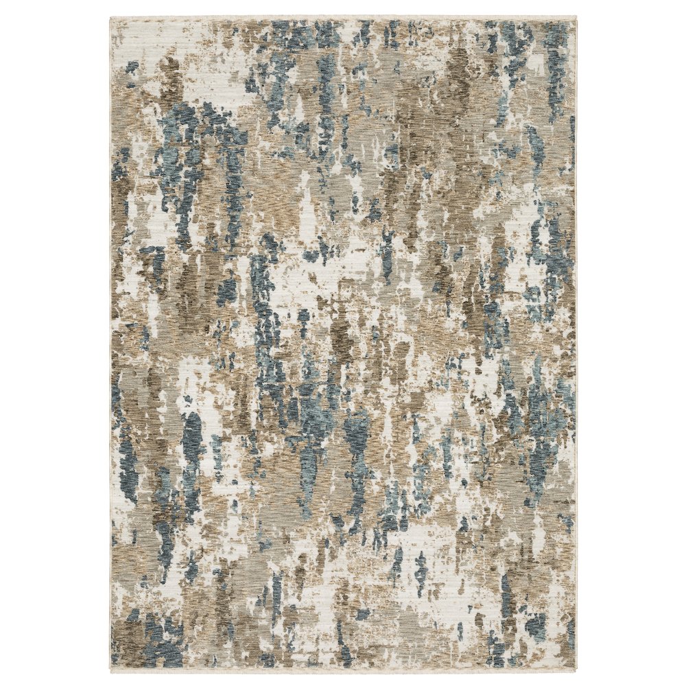 5X8 Contemporary Rug Made of Polyester, Beige color. Picture 1
