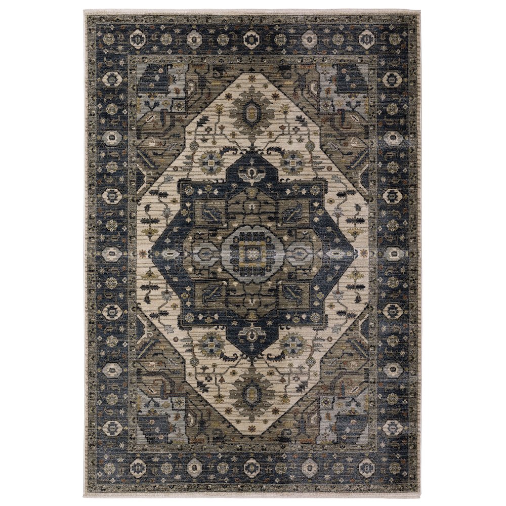 Casual Rug 5' 3" X  7' 6" Size in Blue/ Brown Color. Picture 1