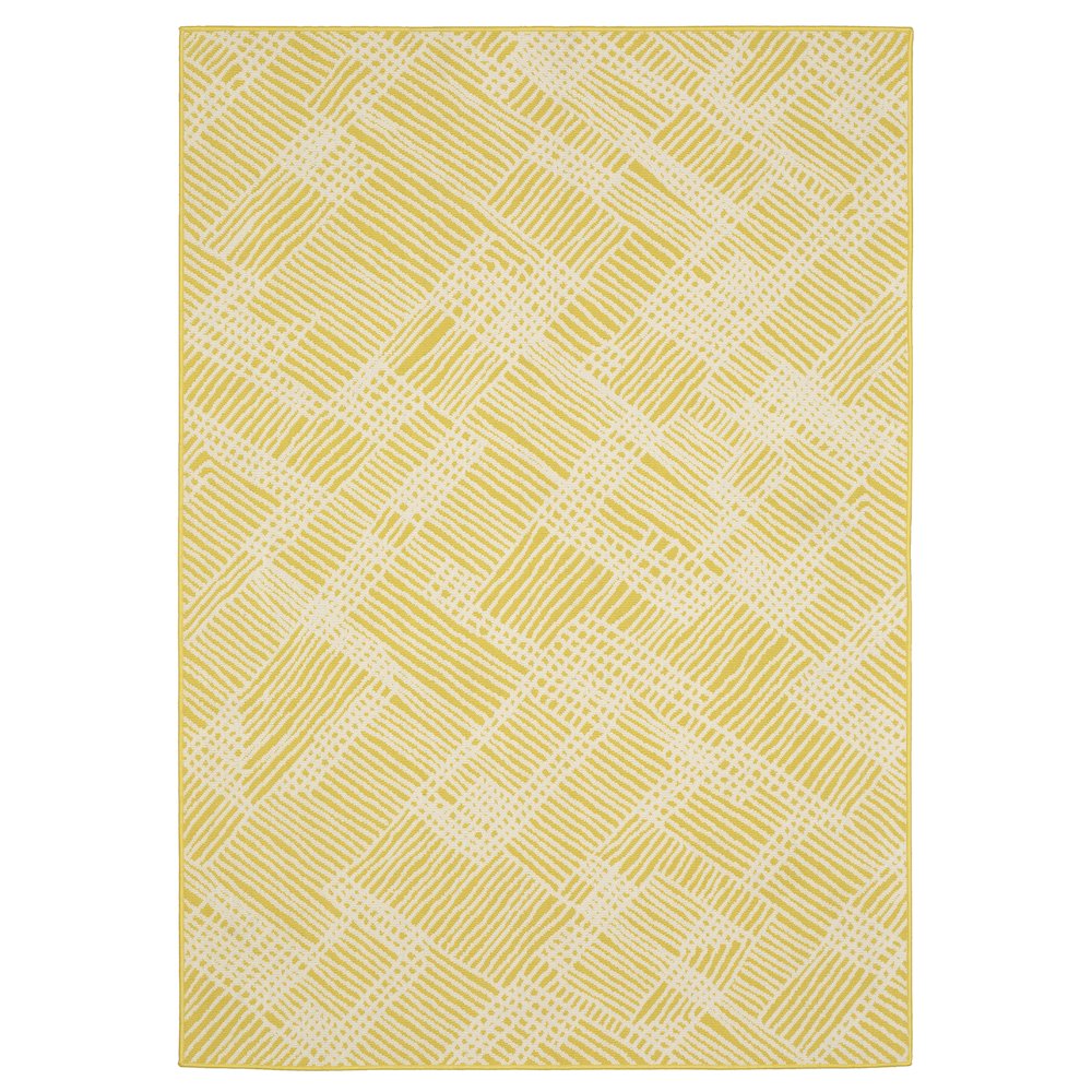 Casual Rug 5' 3" X  7' 3" Size in Yellow/ Ivory Color. Picture 1