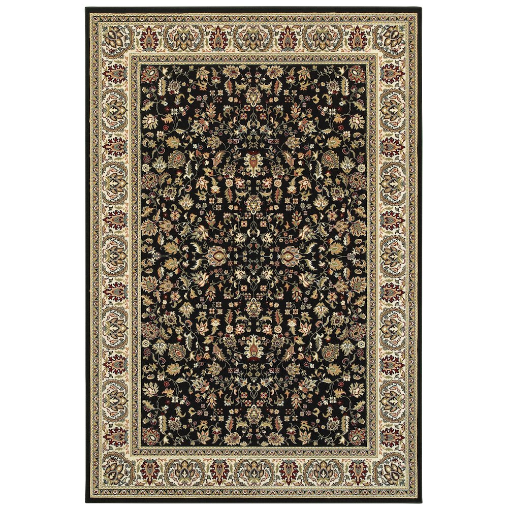 KASHAN Black 5' 3 X  7' 6 Area Rug. Picture 1