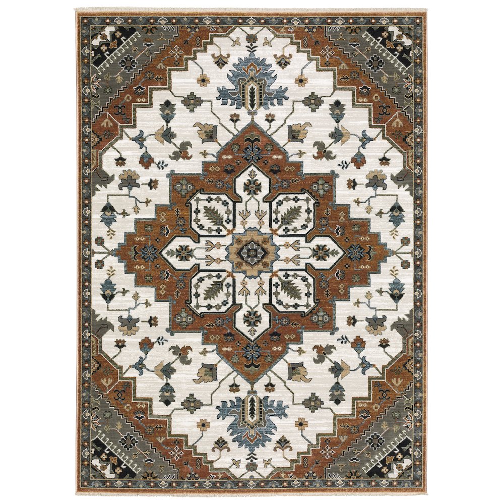5X8 Traditional Rug Made of Polyester, Rust color. Picture 1