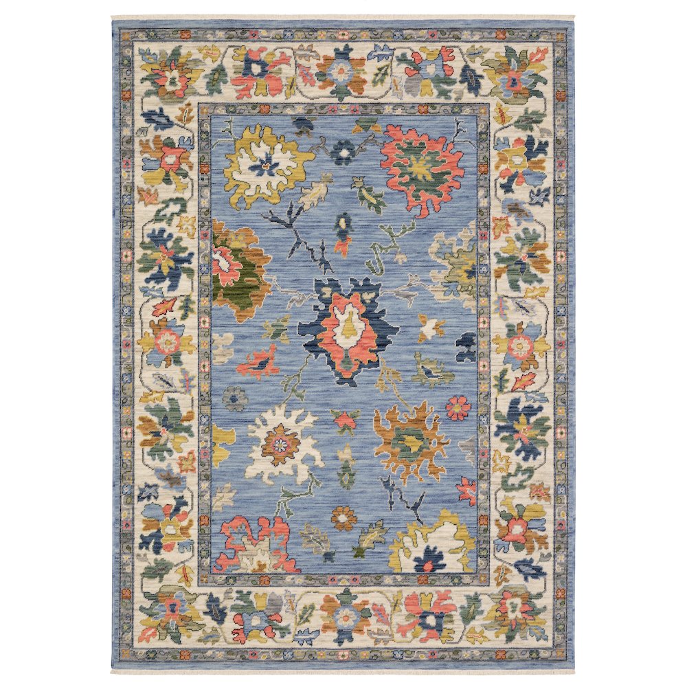 Runner Traditional Rug Made of Wool/Nylon, Blue color. Picture 1