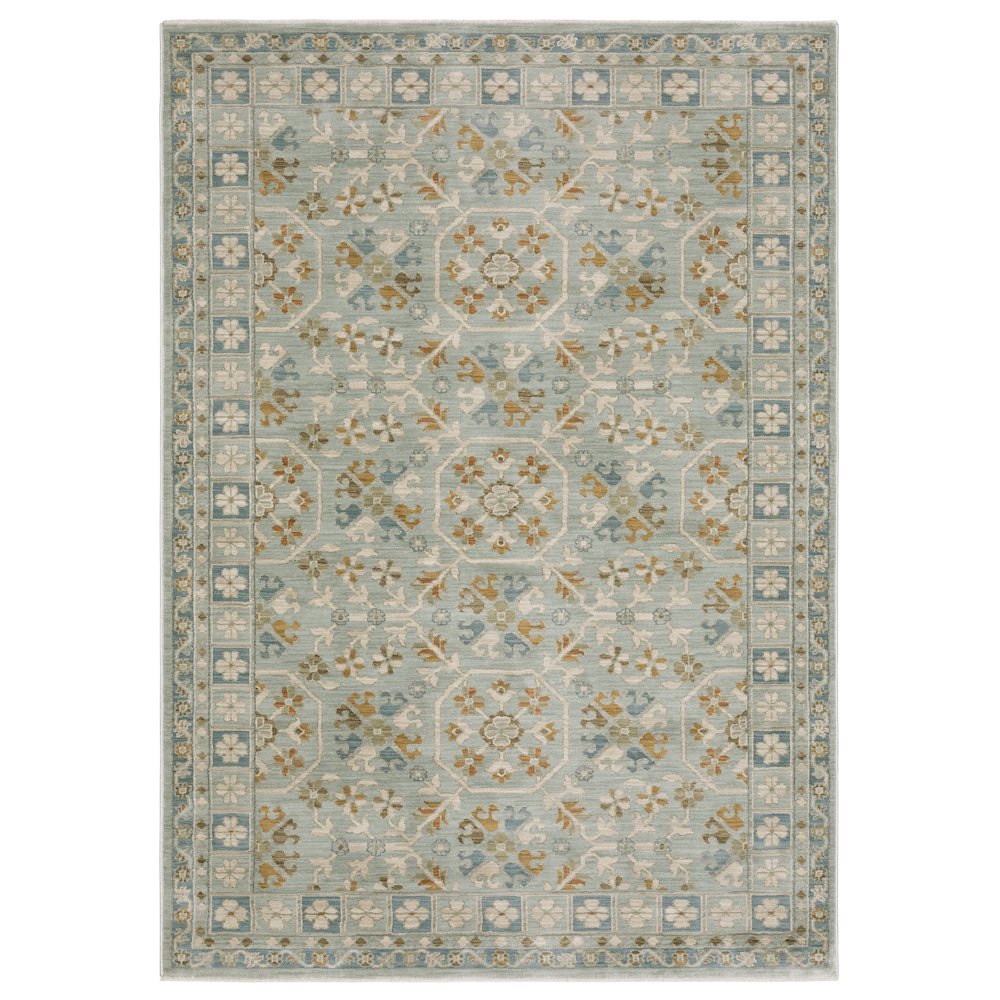 Casual Rug 5' 3" X  7' 6" Size in Blue/ Grey Color. Picture 1