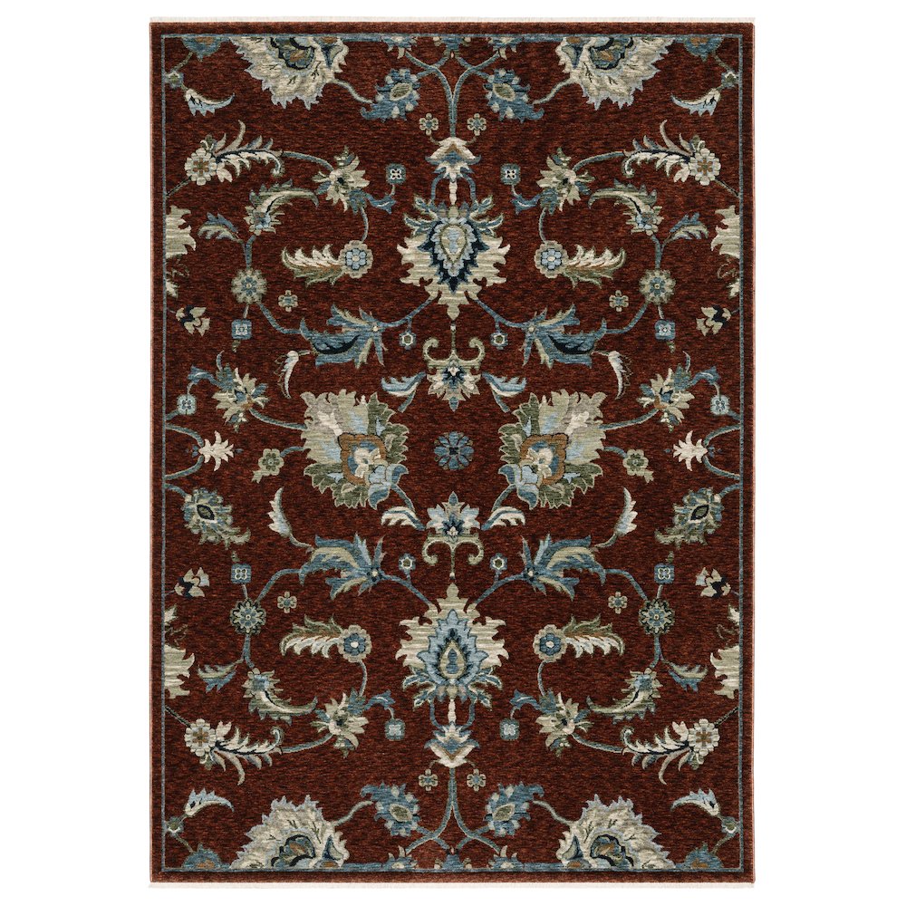 6X9 Casual Rug Made of Polyester, Red color. Picture 1