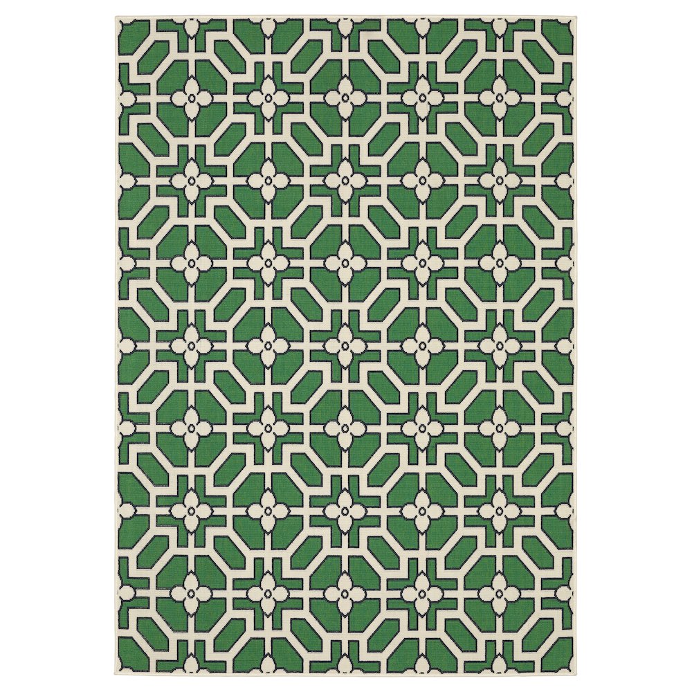 Casual Rug 6' 7" X  9' 2" Size in Ivory/ Green Color. Picture 1