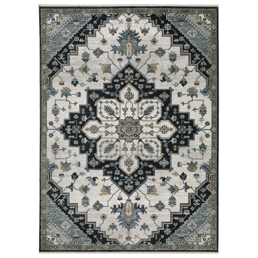 6X9 Traditional Rug Made of Polyester, Blue color. Picture 1