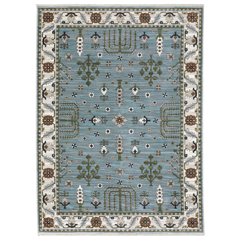6X9 Traditional Rug Made of Polyester, Blue color. Picture 1