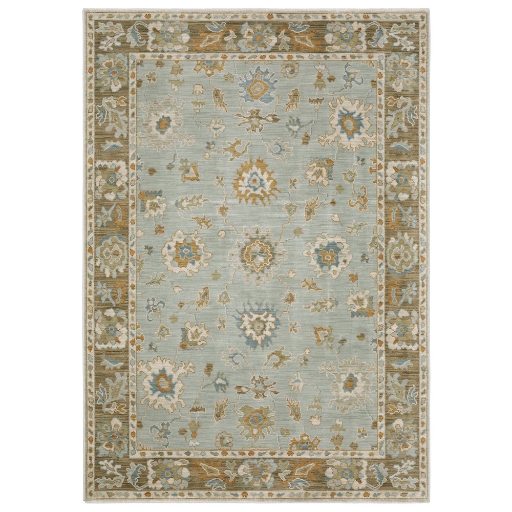 Casual Rug 6' 7" X  9' 6" Size in Blue/ Rust Color. Picture 1