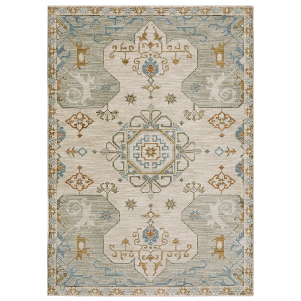 Casual Rug 6' 7" X  9' 6" Size in Beige/ Grey Color. Picture 1
