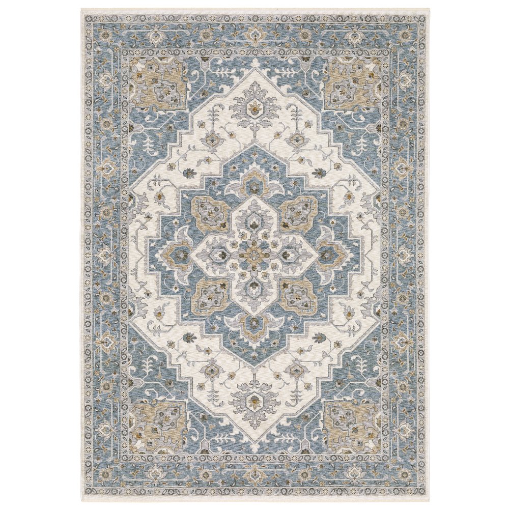 MAHARAJA Blue 6' 7 X  9' 6 Area Rug. Picture 1