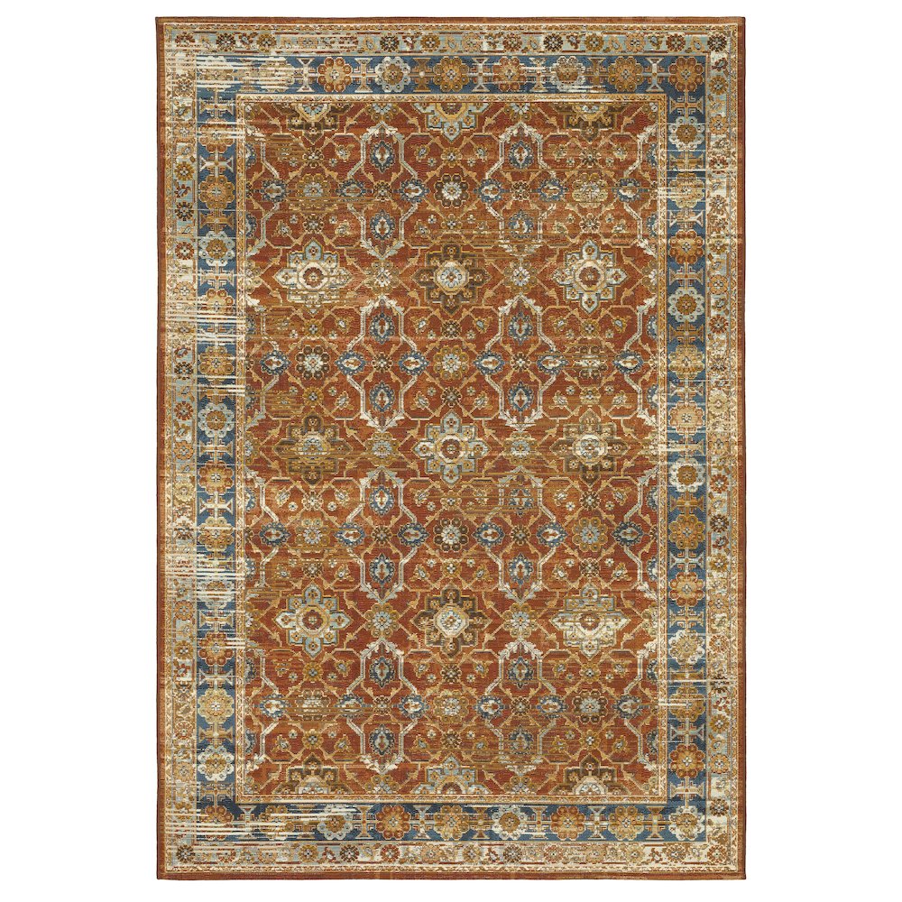6X9 Outdoor Rug Made of Polypropylene, Rust color. Picture 1