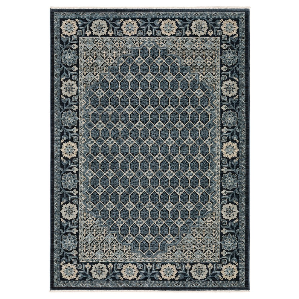 8X11 Traditional Rug Made of Polyester, Blue color. Picture 1