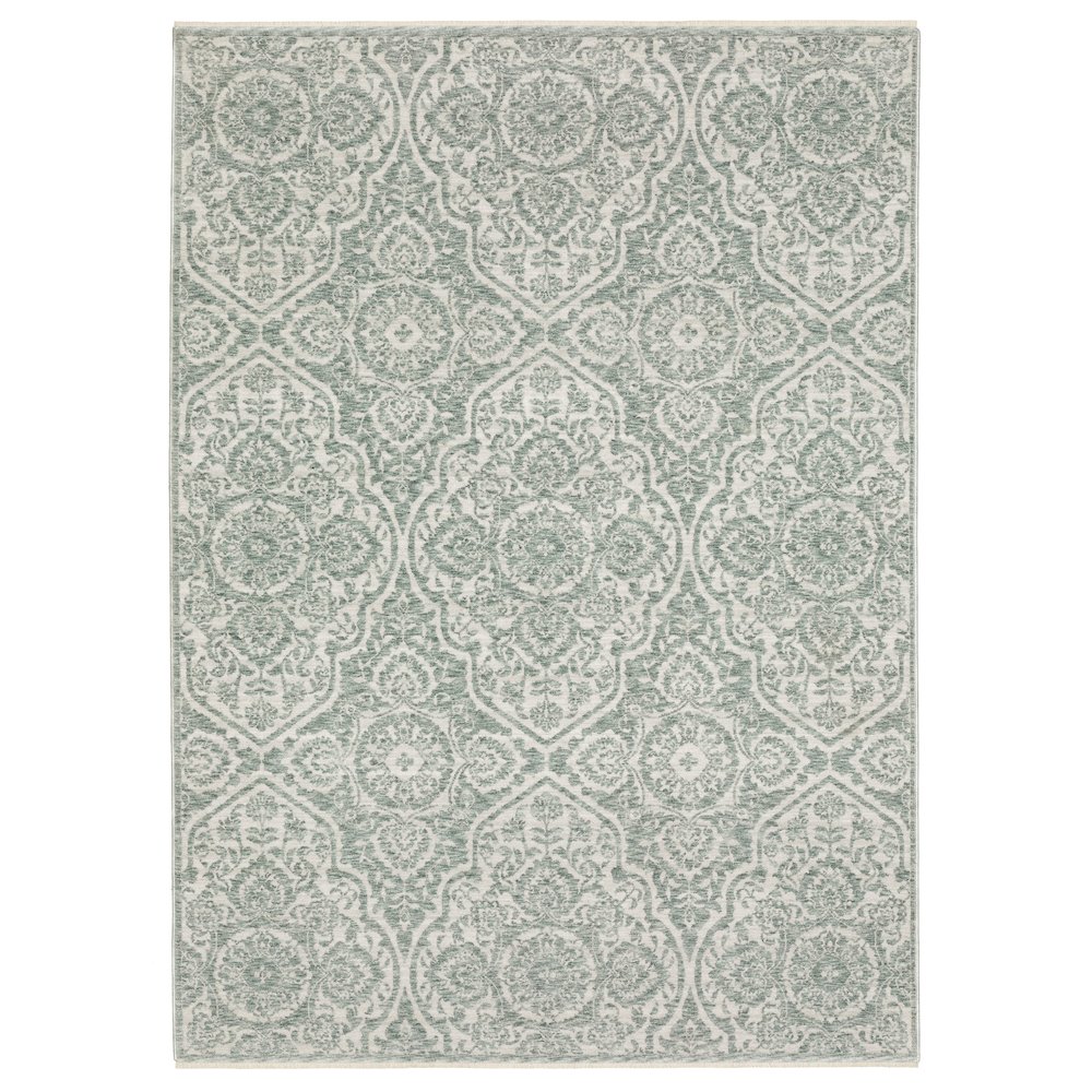 8X11 Casual Rug Made of Polyester, Green color. Picture 1
