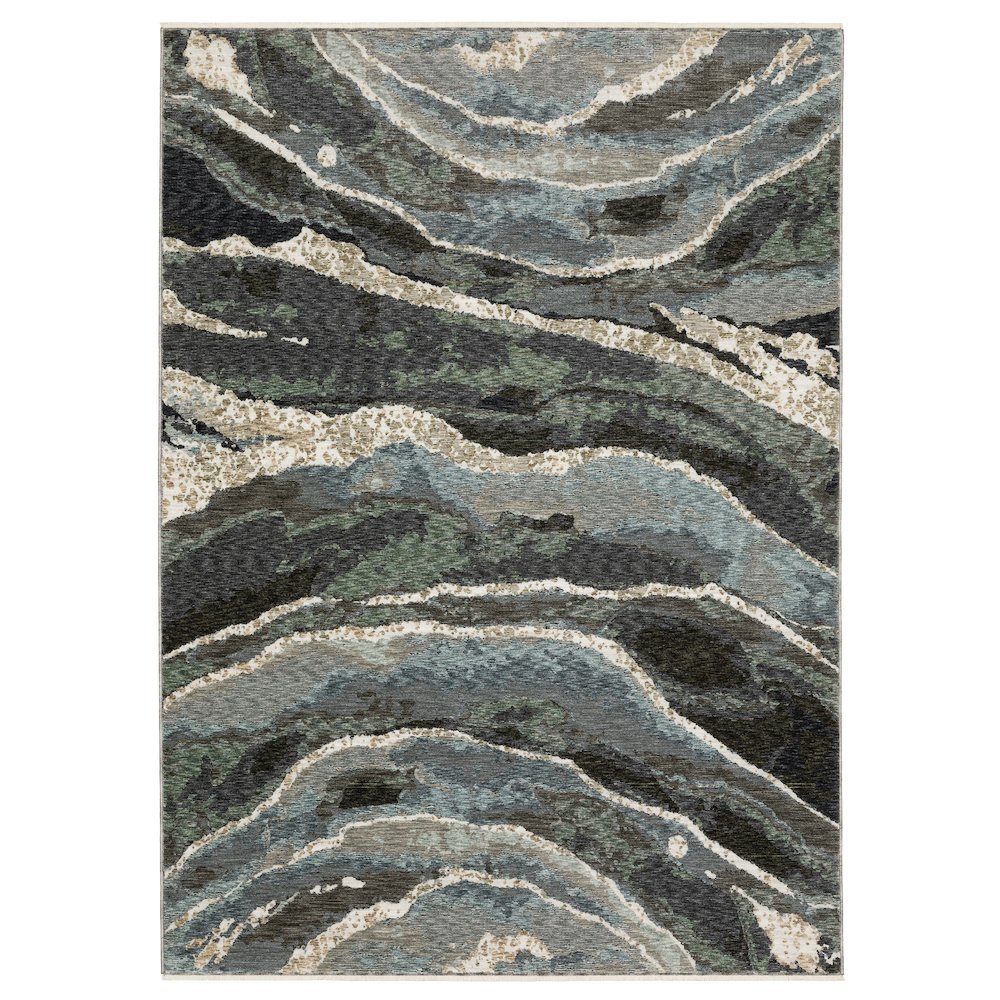 8X11 Contemporary Rug Made of Polyester, Blue color. Picture 1