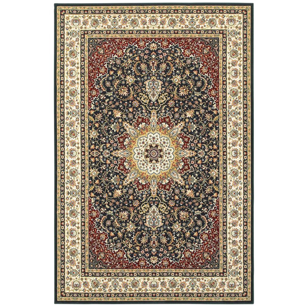 KASHAN Navy 7'10 X 10'10 Area Rug. Picture 1