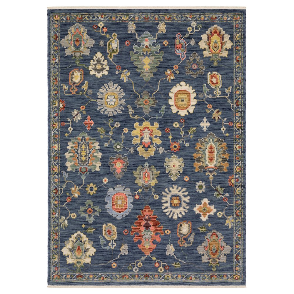 5X8 Traditional Rug Made of Wool/Nylon, Blue color. Picture 1