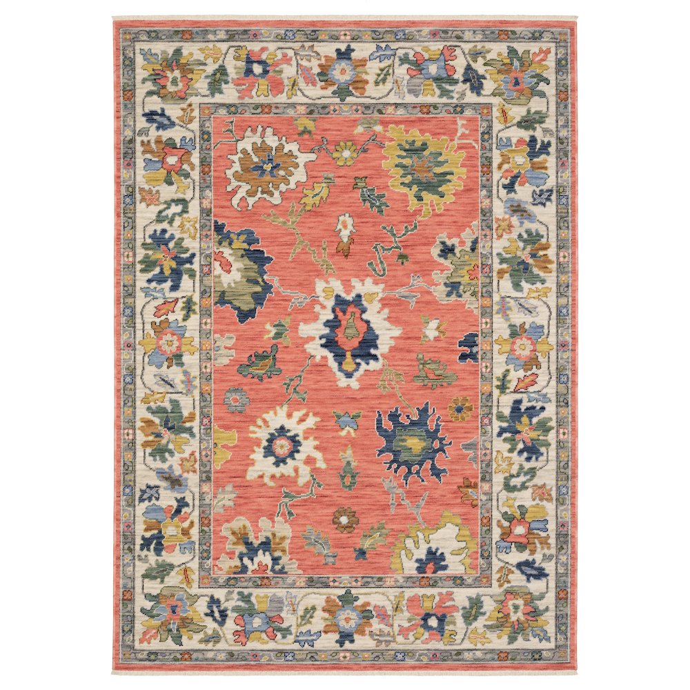 5X8 Traditional Rug Made of Wool/Nylon, Pink color. Picture 1