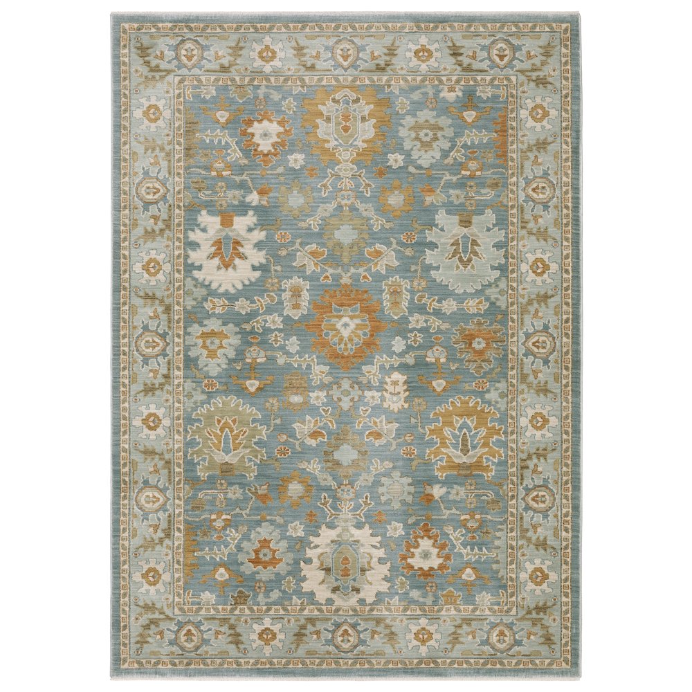 Traditional Rug 7'10" X 10'10" Size in Blue/ Rust Color. Picture 1