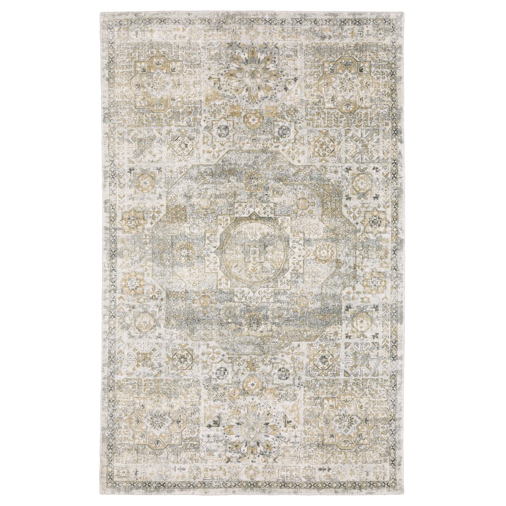 10X13 Traditional Rug Made of Wool and Viscose, Grey color. Picture 1