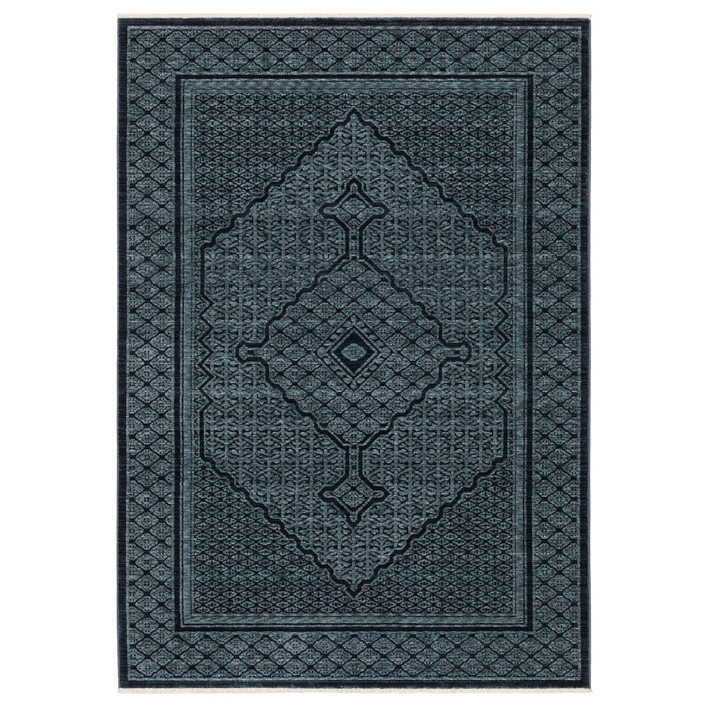 10X13 Traditional Rug Made of Polyester, Blue color. Picture 1