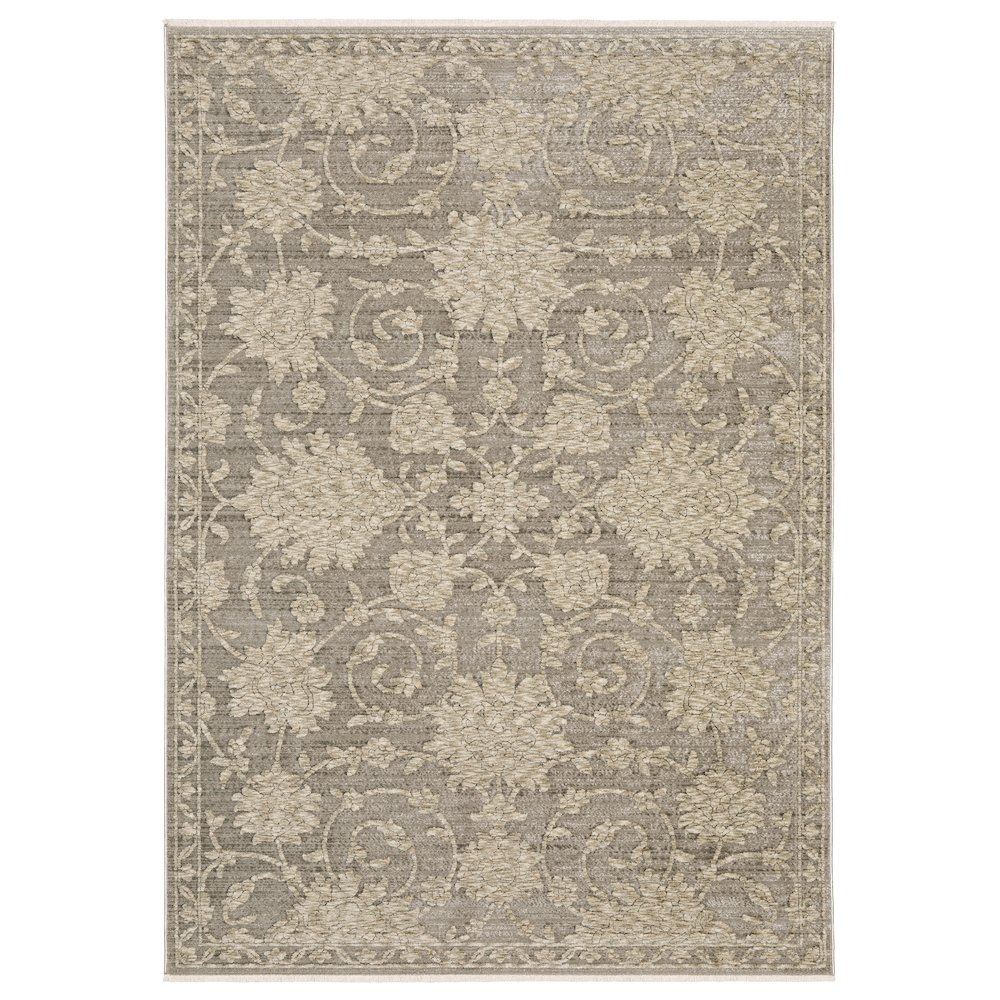 10X13 Traditional Rug Made of Polyester, Grey color. Picture 1