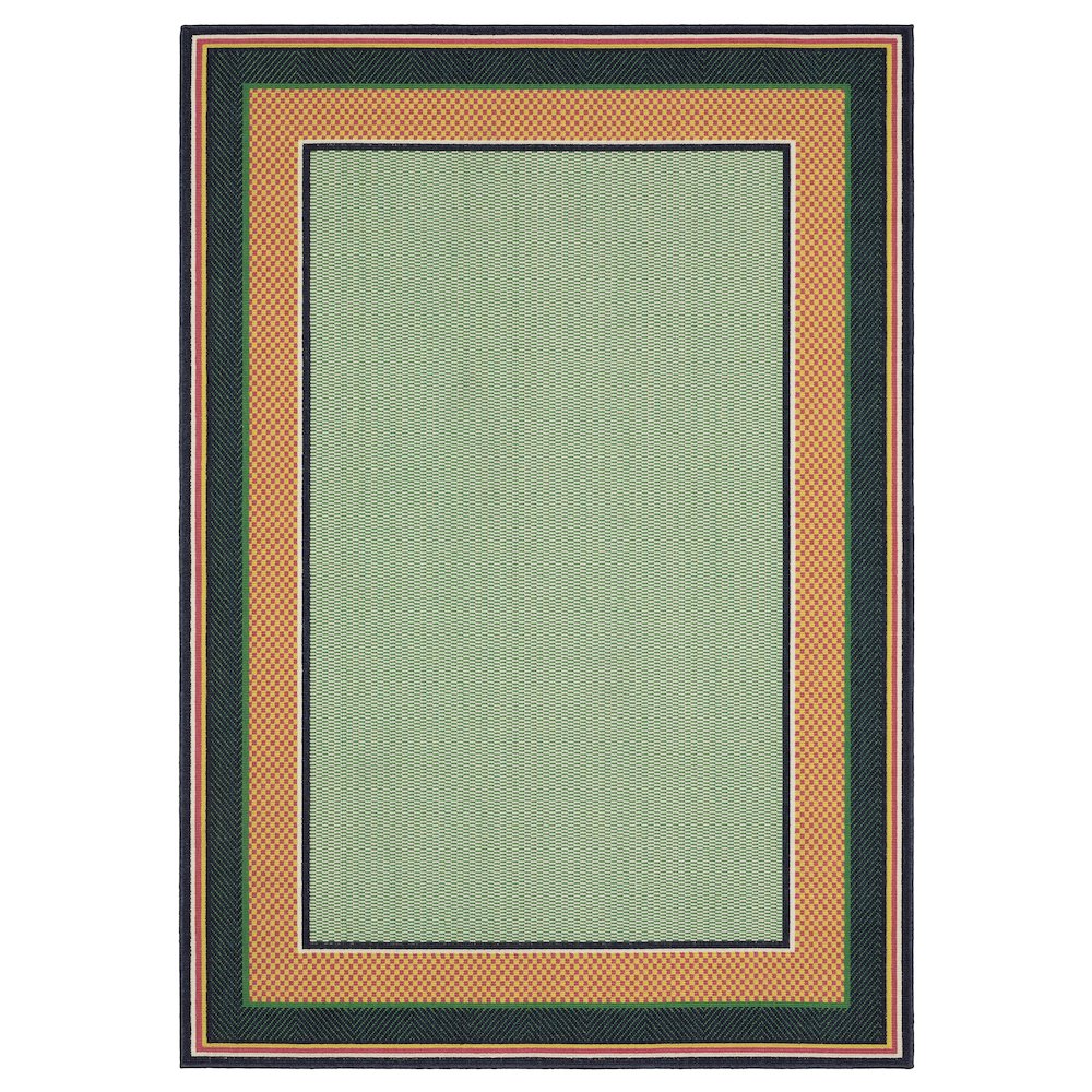 Casual Rug 9'10" X 12'10" Size in Green/ Navy Color. Picture 1