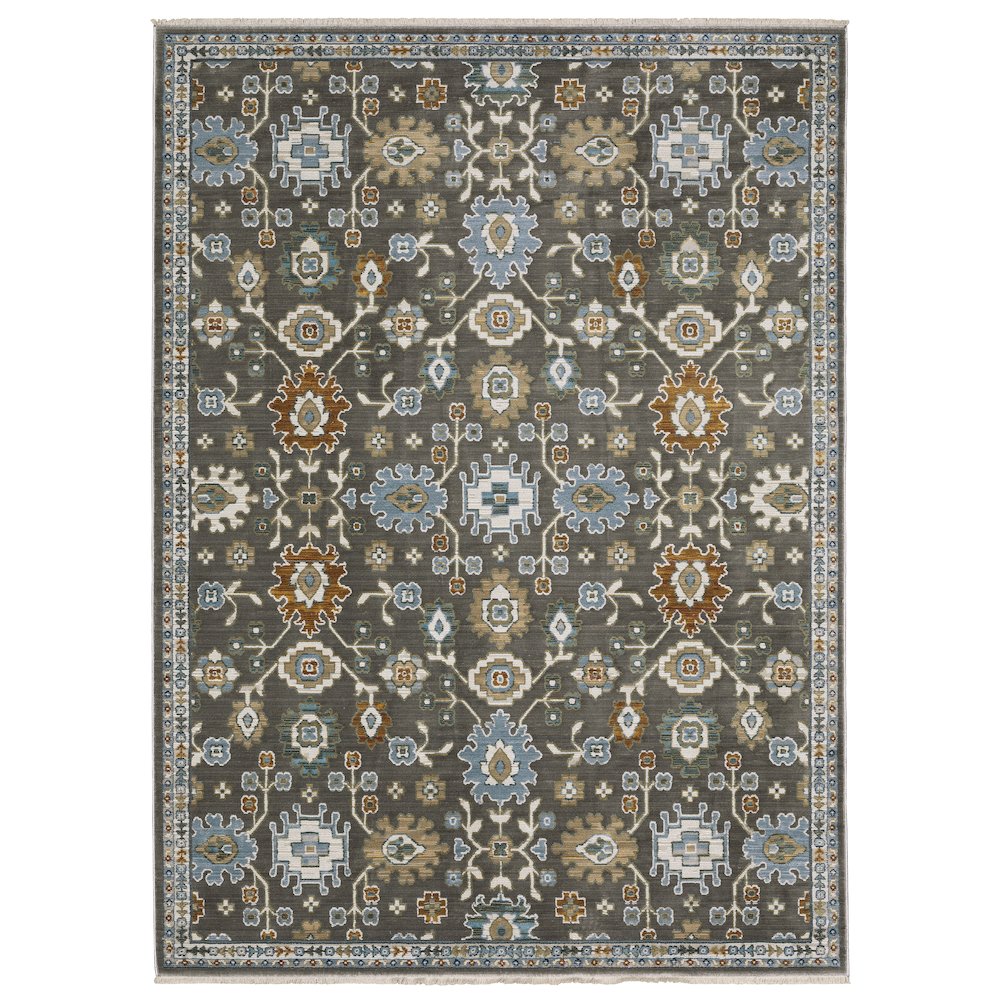 10X13 Traditional Rug Made of Polyester, Grey color. Picture 1