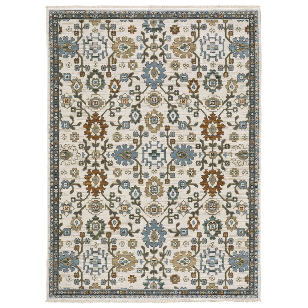 10X13 Traditional Rug Made of Polyester, Ivory color. Picture 1