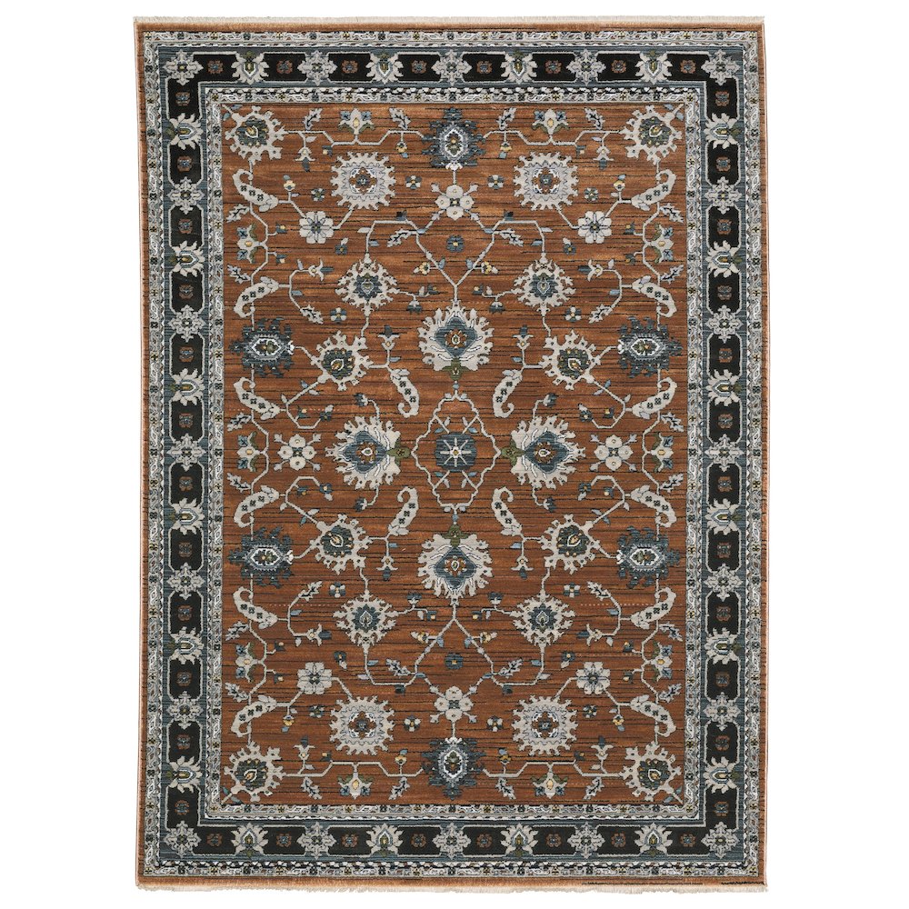 10X13 Traditional Rug Made of Polyester, Rust color. Picture 1