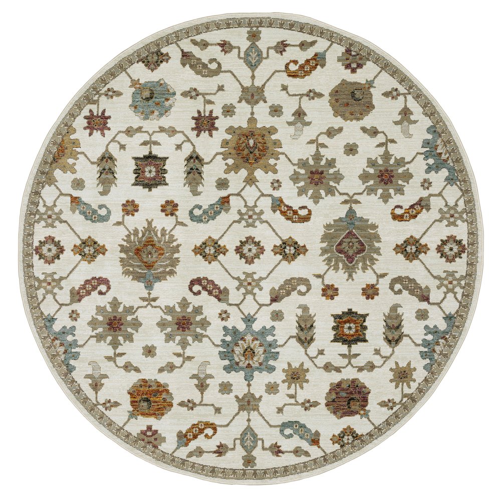 Round Casual Rug Made of Nylon/PolyP, Ivory color. Picture 1