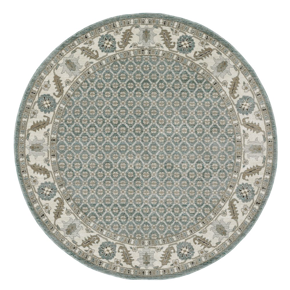 Round Casual Rug Made of Nylon/PolyP, Blue color. Picture 1