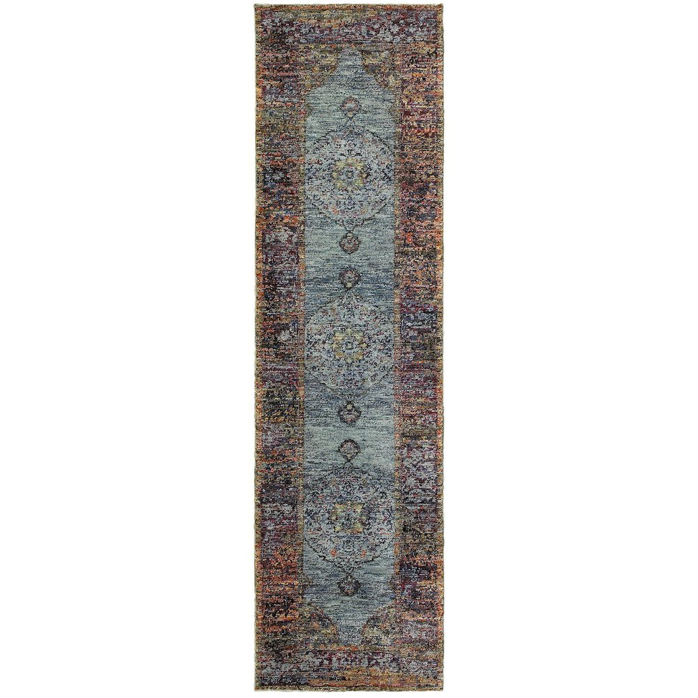 ANDORRA Blue 2' 3 X  8' Area Rug. Picture 1