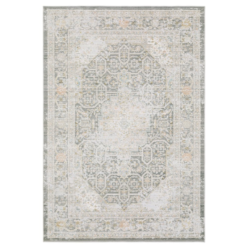 Casual Rug 2' 7" X  7' 9" Size in Grey/ Orange Color. Picture 1