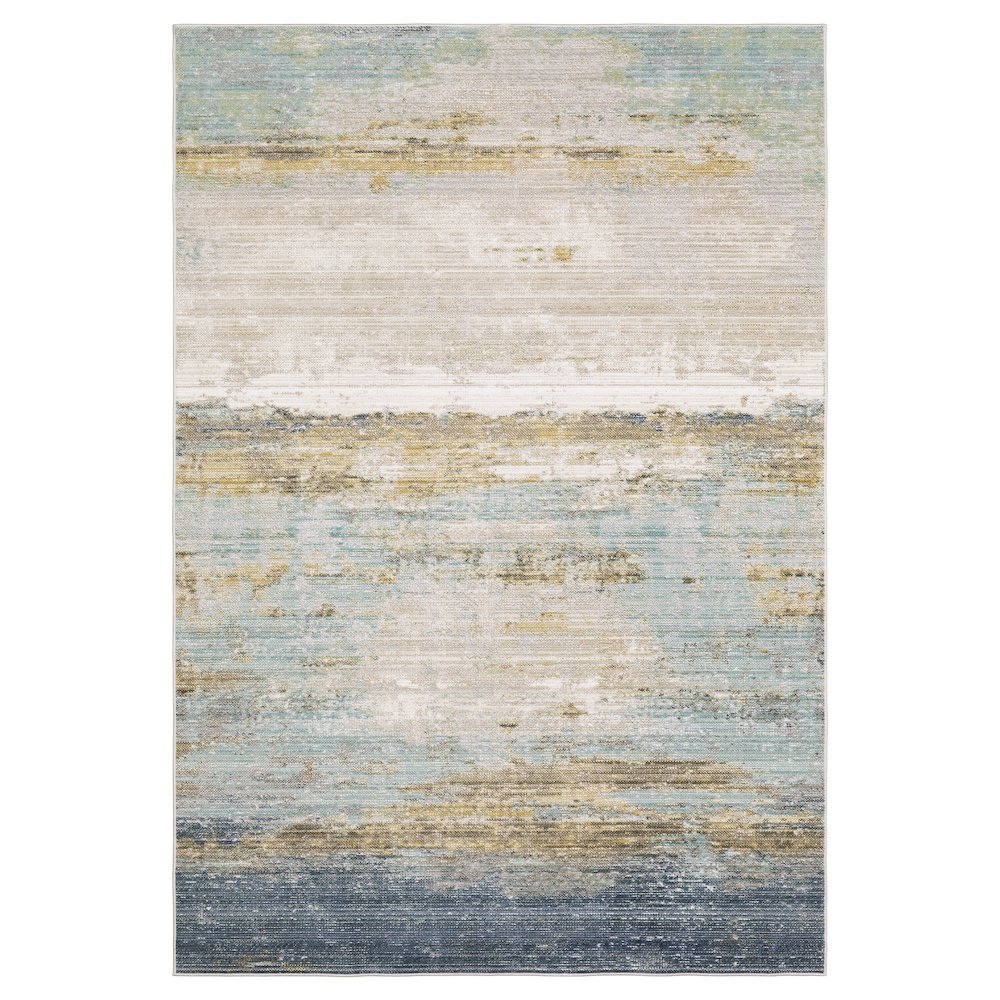 Casual Rug 2' 7" X  7' 9" Size in Blue/ Beige Color. Picture 1