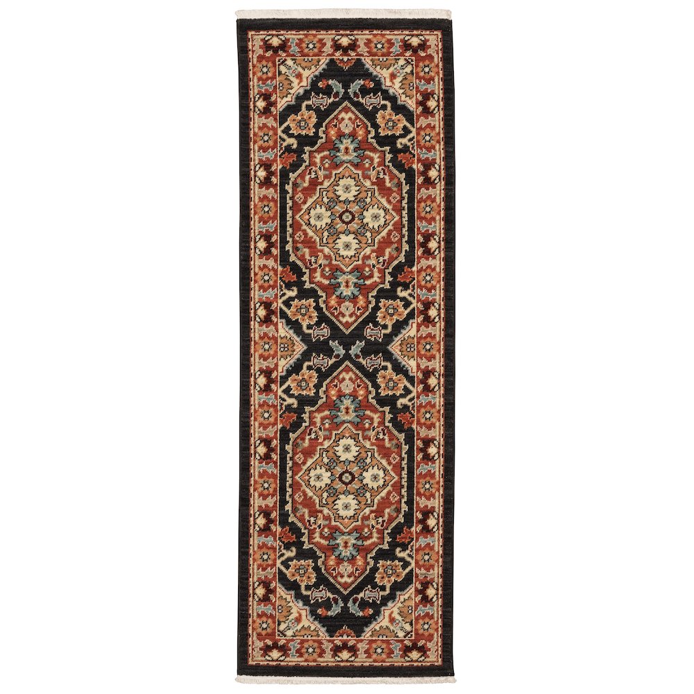 Lilihan Runner Size Traditional Style Rug Black Color. Picture 1