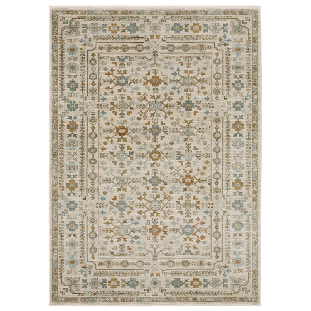 Traditional Rug 2' 3" X  7' 6" Size in Ivory/ Blue Color. Picture 1