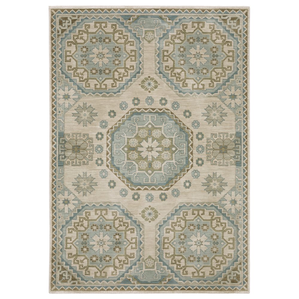 Casual Rug 2' 3" X  7' 6" Size in Beige/ Blue Color. Picture 1