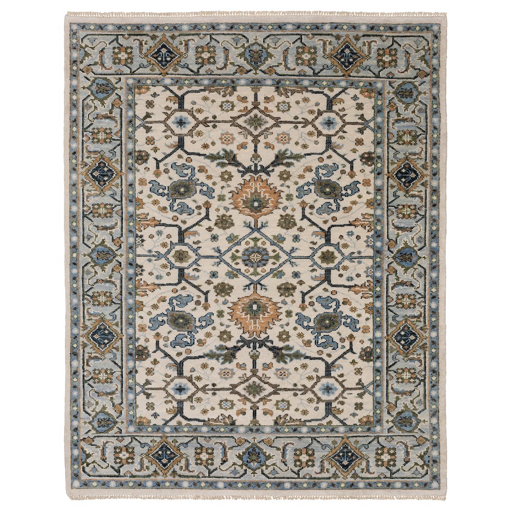 Casual Rug 2' 6" X 10' Size in Ivory/ Blue Color. Picture 1