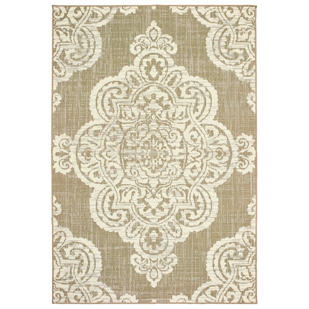 Marina 8X11 Size Outdoor Style Rug Tan Color. Picture 1
