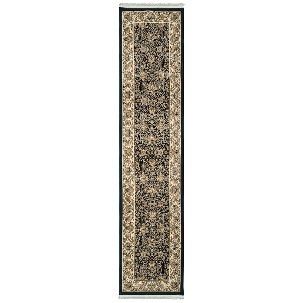 Masterpiece Runner Size Traditional Style Rug Navy Color. Picture 1