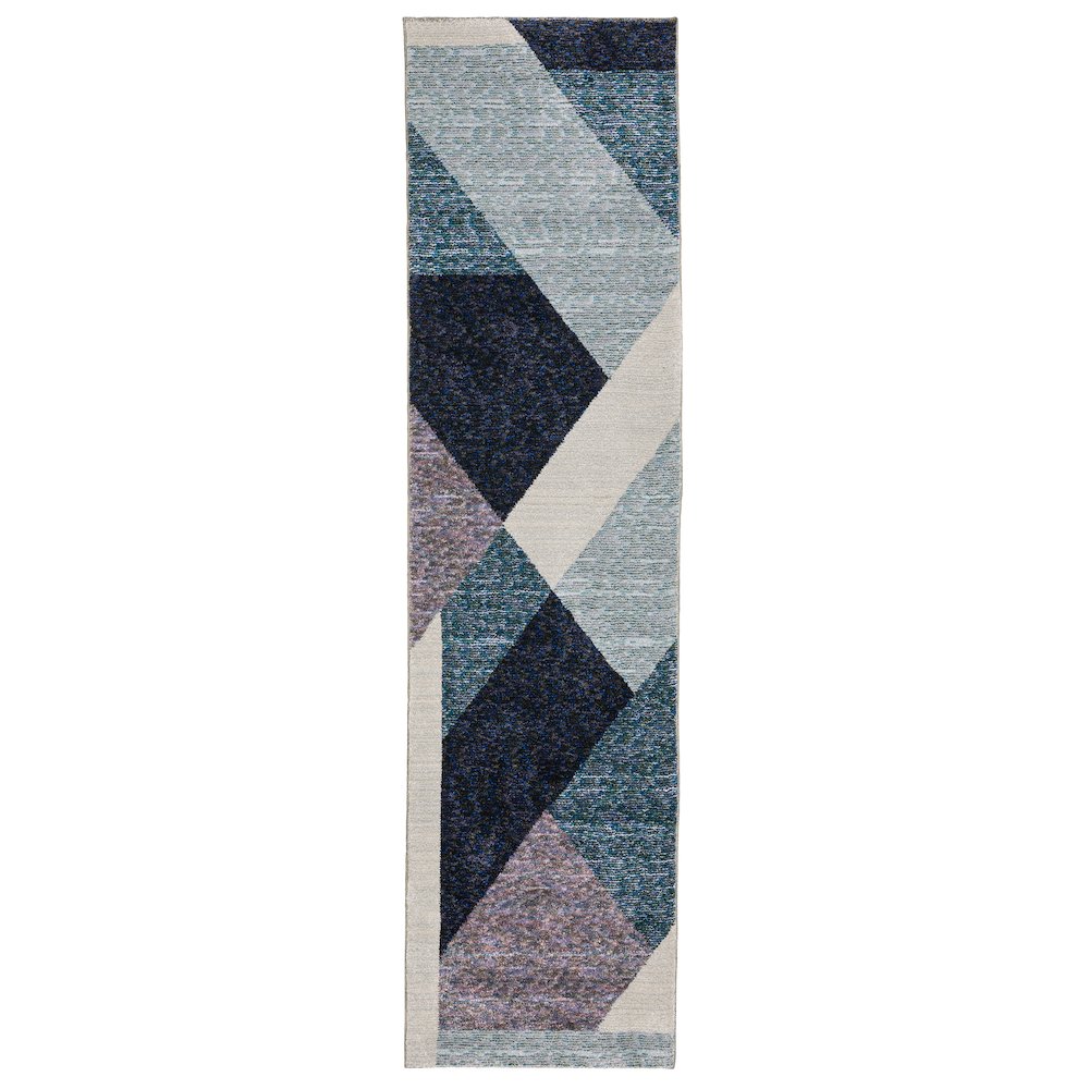 Strada Runner Size Contemporary Style Rug Blue Color. Picture 1
