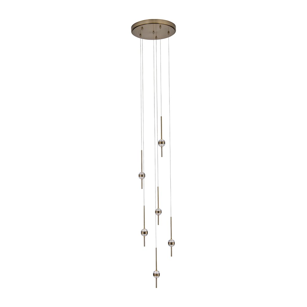 Goccia 16.25-in (42-watt) LED Winter Brass Chandelier. Picture 1