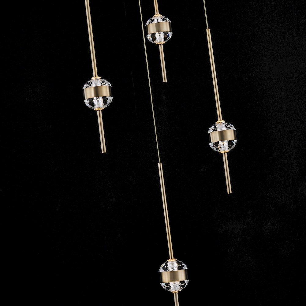 Goccia 16.25-in (42-watt) LED Winter Brass Chandelier. Picture 4