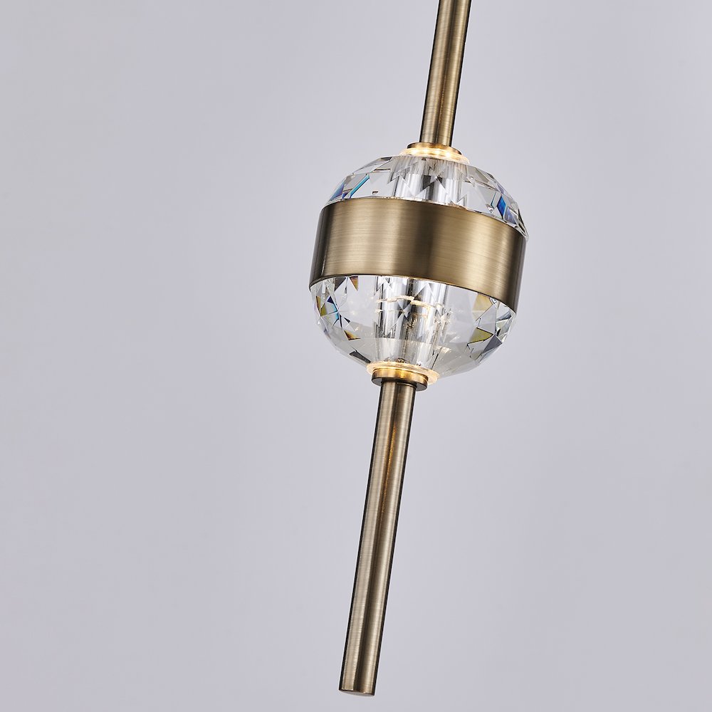 Goccia 16.25-in (42-watt) LED Winter Brass Chandelier. Picture 5
