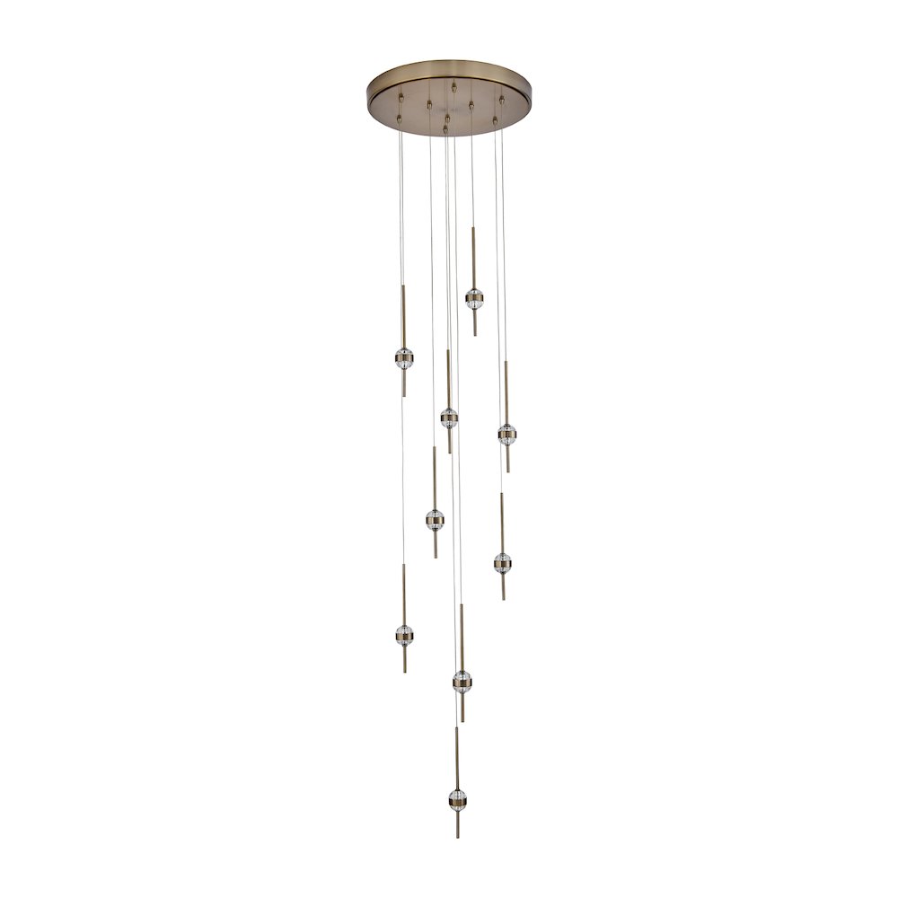 Goccia 21.75-in (63-watt) LED Winter Brass Chandelier. Picture 1