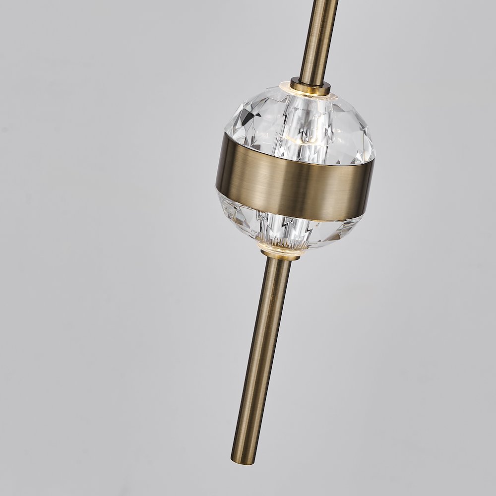 Goccia 21.75-in (63-watt) LED Winter Brass Chandelier. Picture 4