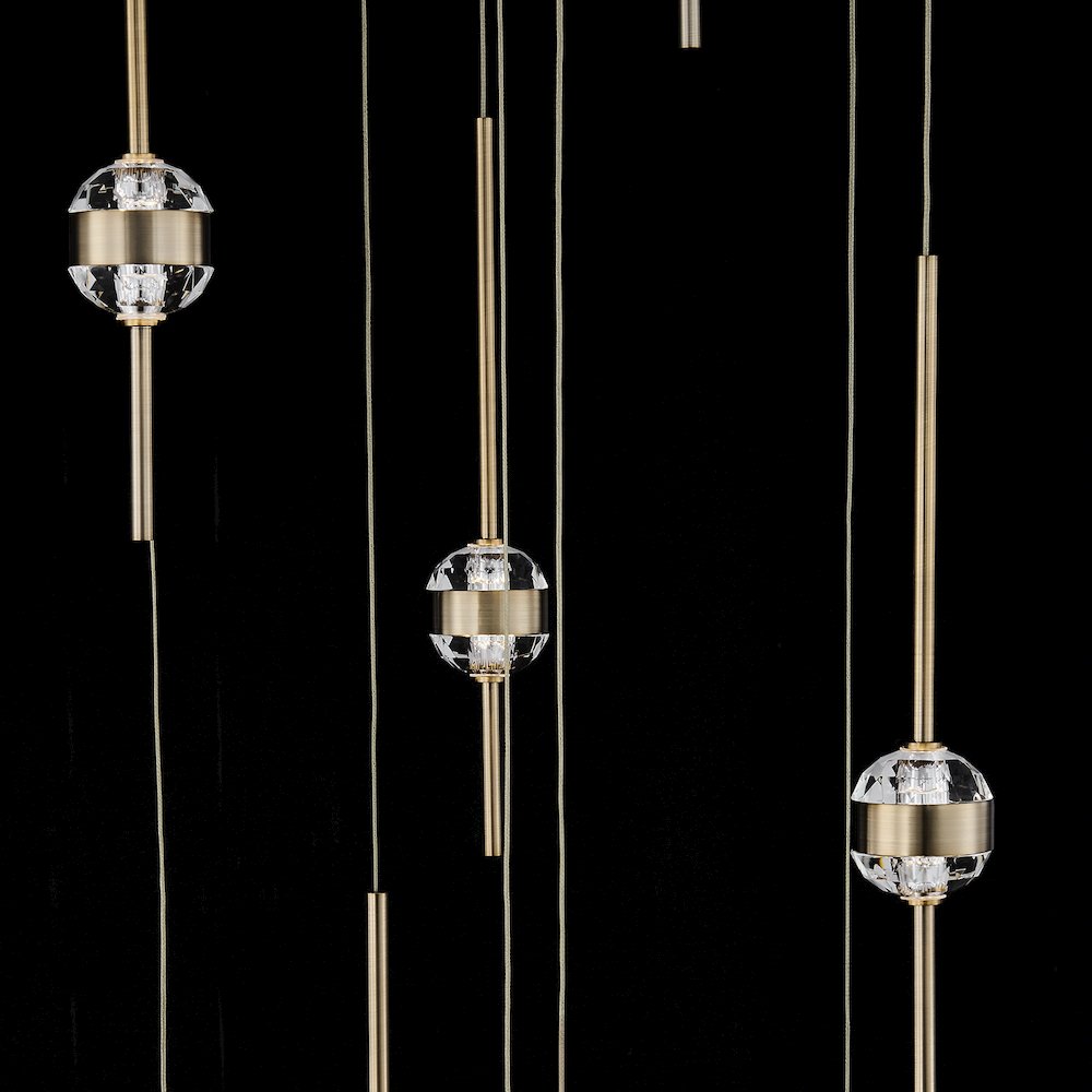 Goccia 21.75-in (63-watt) LED Winter Brass Chandelier. Picture 6