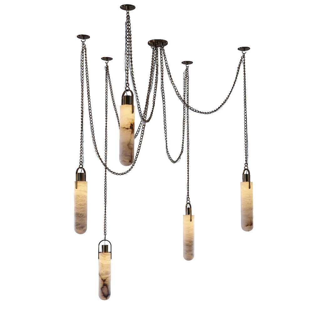 Flint 5 Light LED Multi-Drop Pendant. Picture 1