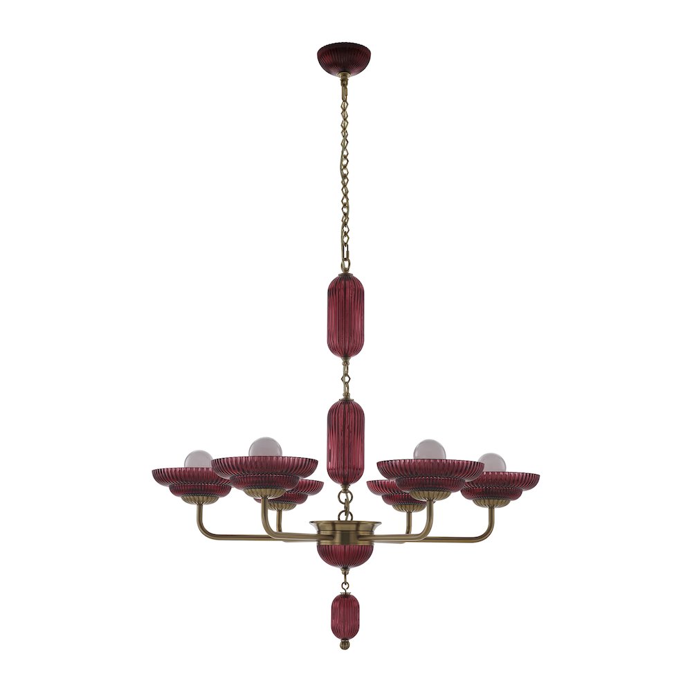 Verde 40-in 6 Light (40-watt) Satin Brass Chandelier. Picture 1
