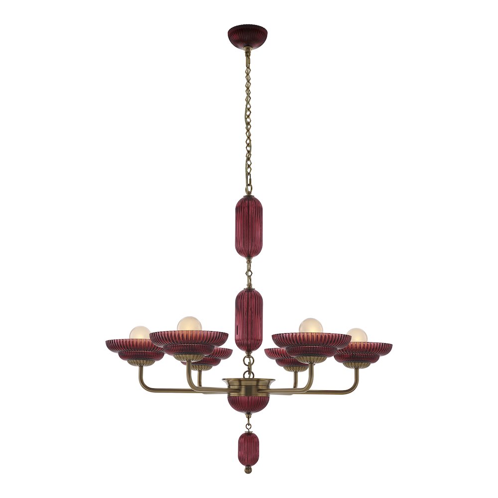 Verde 40-in 6 Light (40-watt) Satin Brass Chandelier. Picture 6